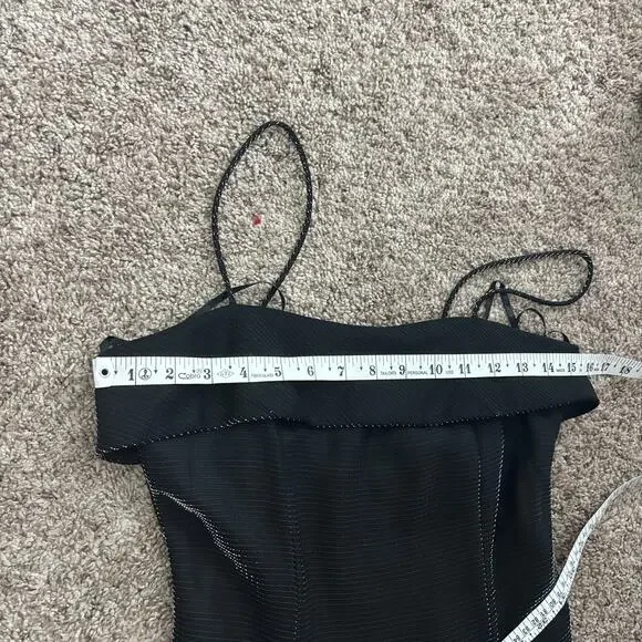 VTG Night Way Collections Metallic Black Ball Gown Dress 4 Spaghetti Strap - Picture 10 of 16